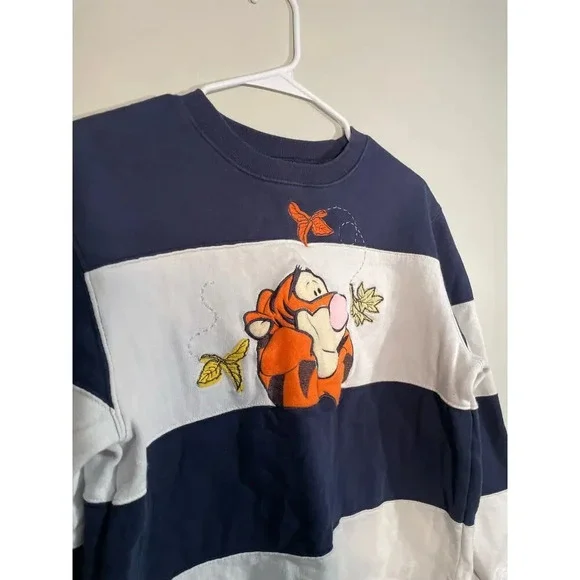 Vintage 90s Pooh 100 Acres Collection Tigger Striped Crewneck Sweatshirt - Picture 3 of 9